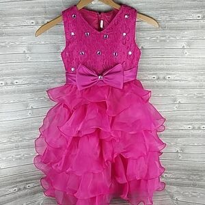 Tier Ruffled fuchsia gemstone gown dress